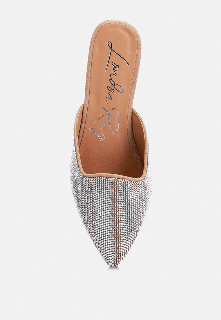 Rayen Rhinestones Embellished Mules by London Rag