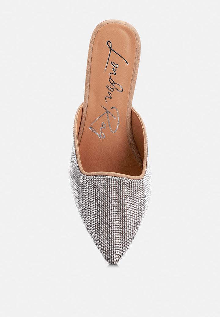 Rayen Rhinestones Embellished Mules by London Rag