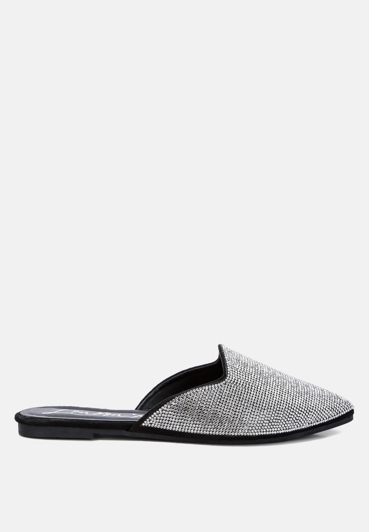 Rayen Rhinestones Embellished Mules by London Rag