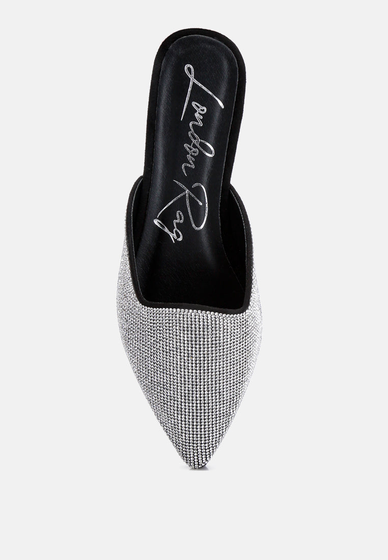 Rayen Rhinestones Embellished Mules by London Rag