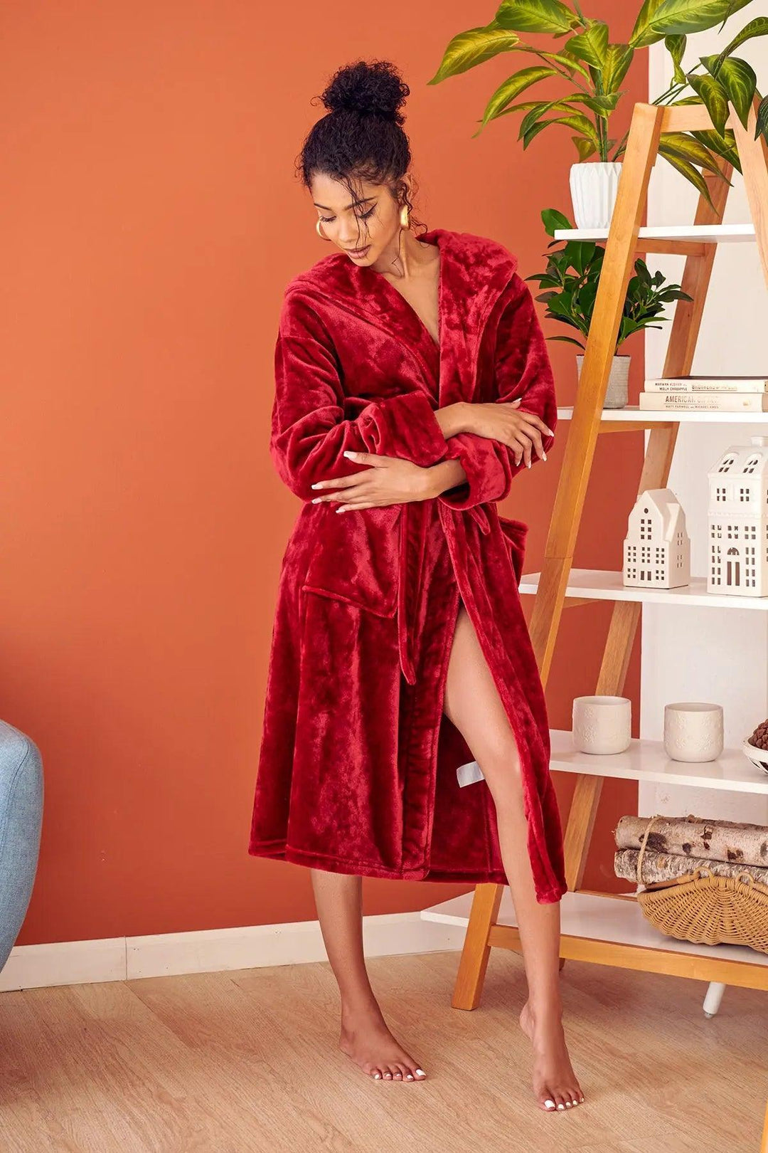 Women's Hooded Plush Robes by Lotus Linen