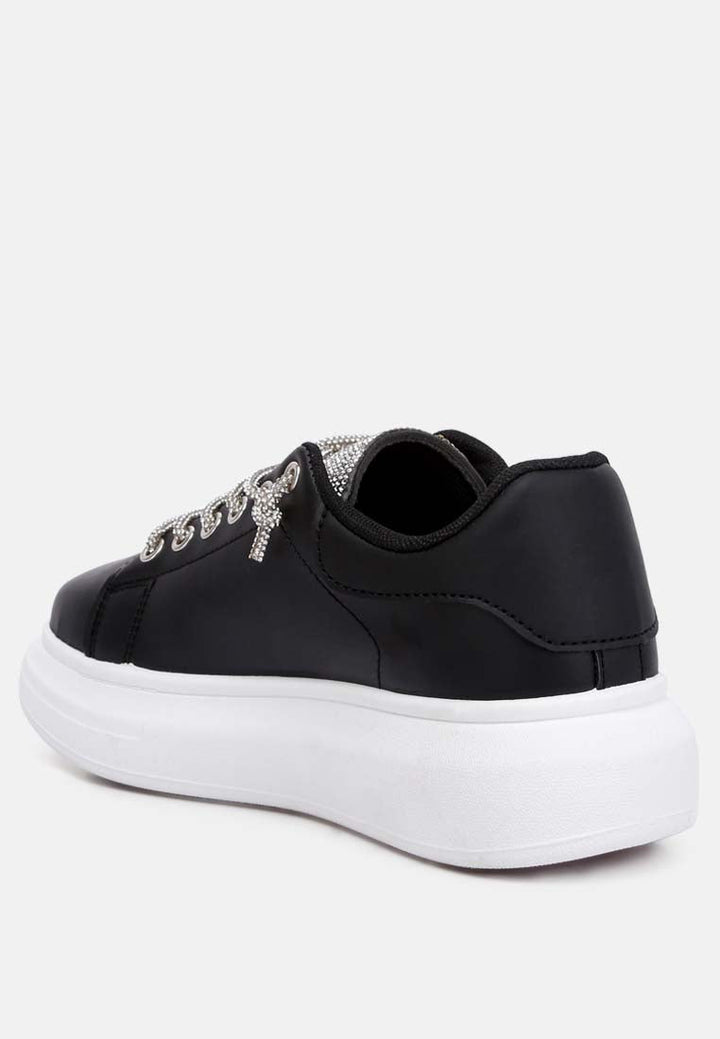 jaxen rhinestones lace up sneakers by London Rag
