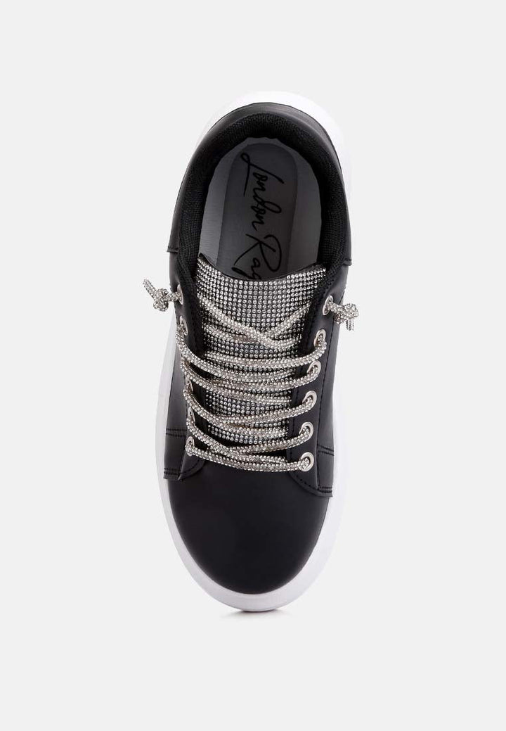 jaxen rhinestones lace up sneakers by London Rag