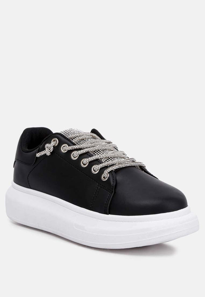 jaxen rhinestones lace up sneakers by London Rag