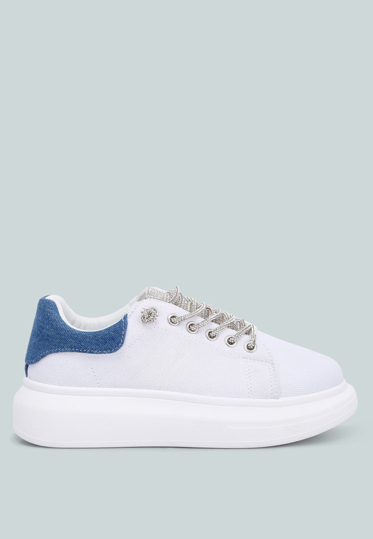 jaxen rhinestones lace up sneakers by London Rag
