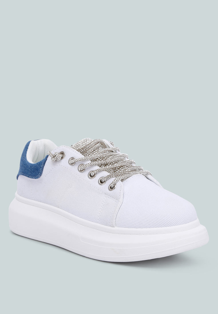 jaxen rhinestones lace up sneakers by London Rag