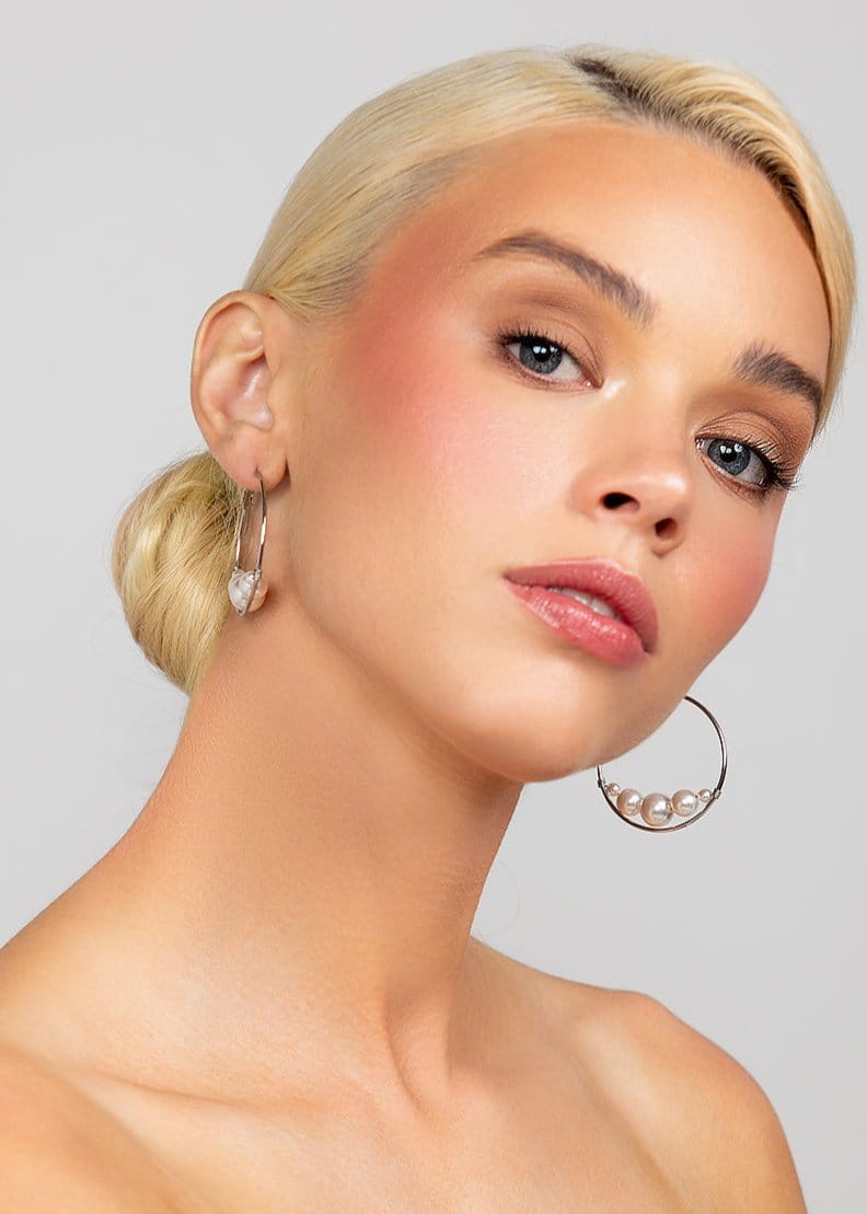 Rio Large Pearl Hoop Earrings