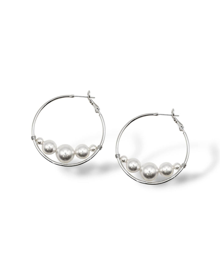Rio Large Pearl Hoop Earrings