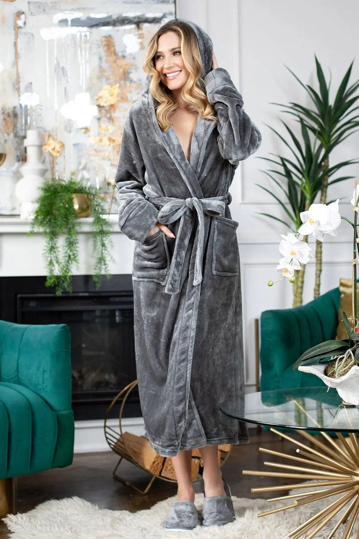 Women's Hooded Plush Robes by Lotus Linen