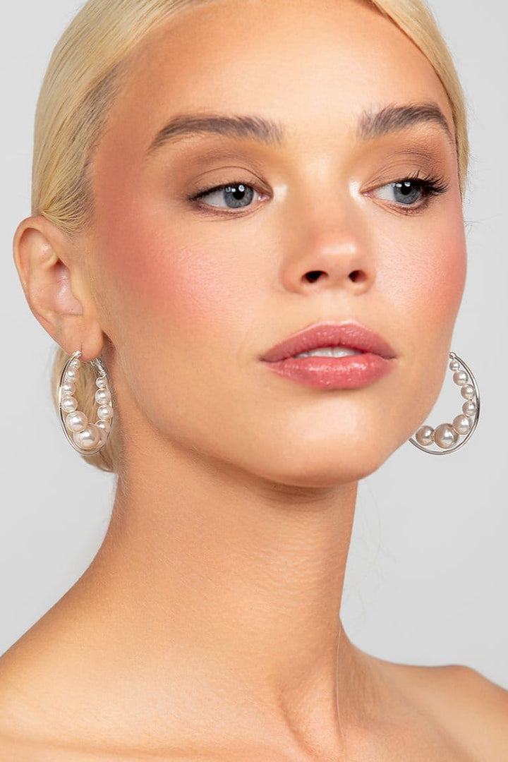 Roxy Large All Pearl Hoop Earrings