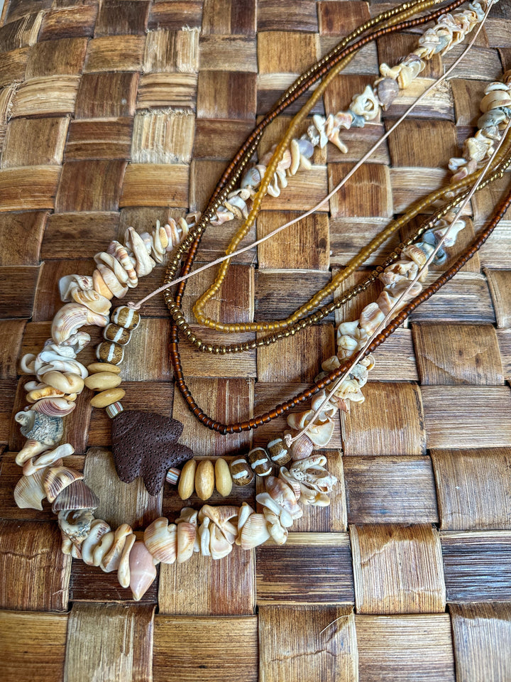 Layer Necklace Set | Brown Shell