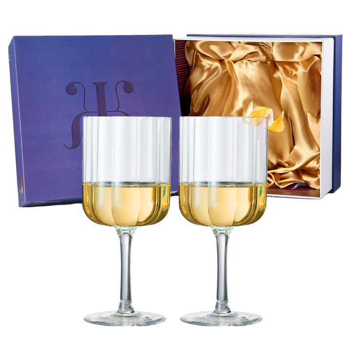Flower Vintage Wine Glassware - Set of 2-13 oz (Clear)