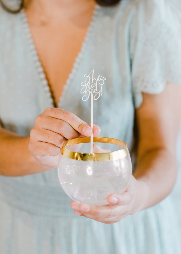 She Said Yes! Drink Stirrers, Pack of 12 by The Cotton & Canvas Co.