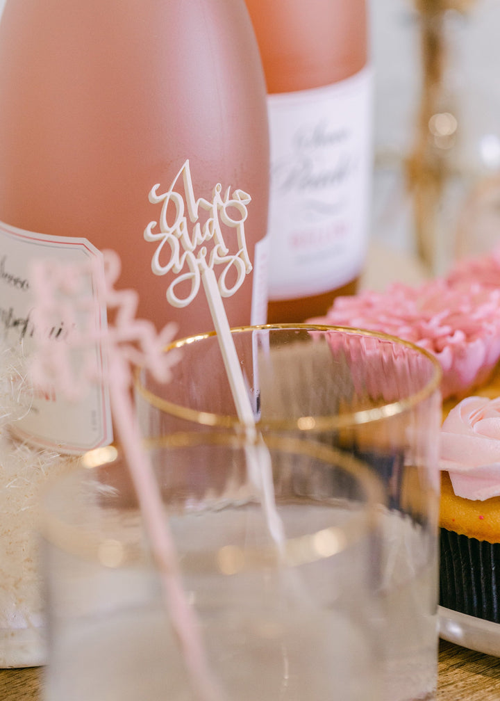 She Said Yes! Drink Stirrers, Pack of 12 by The Cotton & Canvas Co.