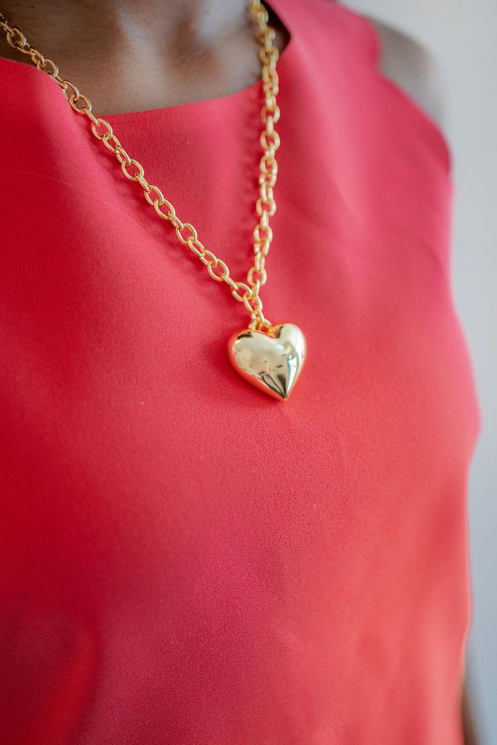 Sienna - Puffy Heart Necklace - 18k Gold Plated