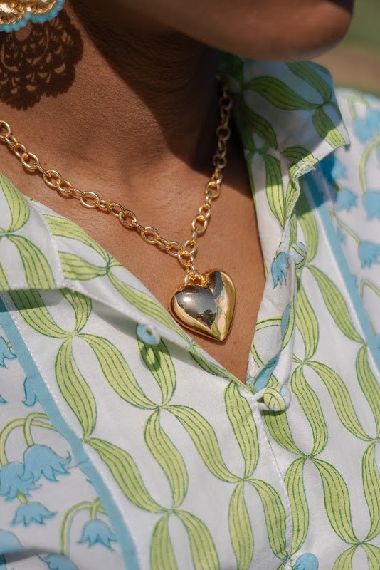 Sienna - Puffy Heart Necklace - 18k Gold Plated