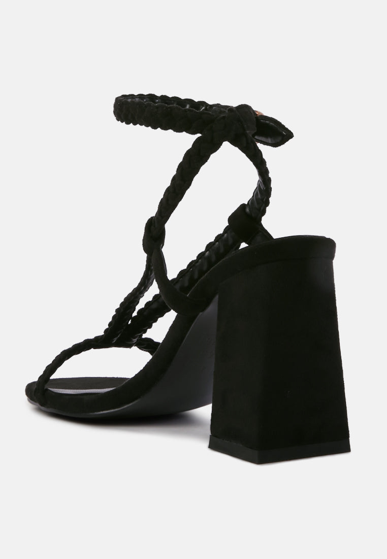 smoosh braided block heel sandals by London Rag