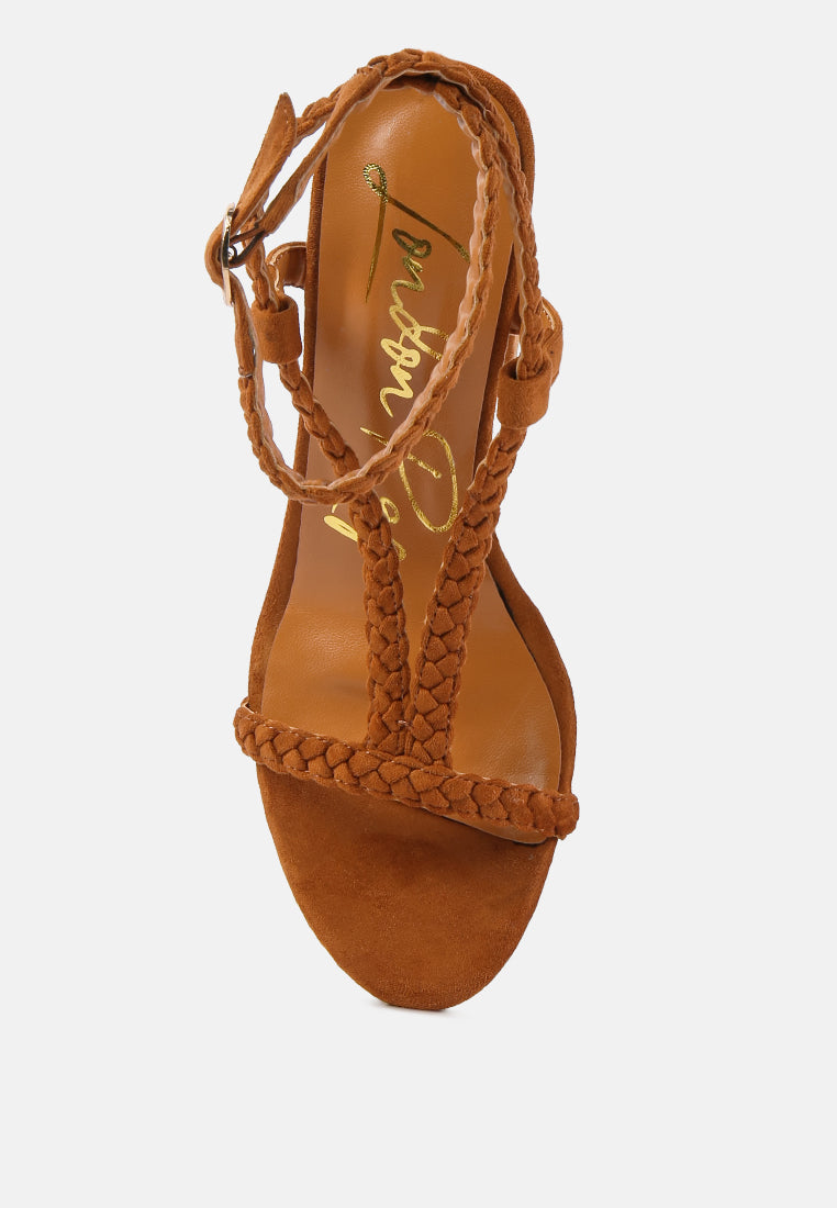 smoosh braided block heel sandals by London Rag
