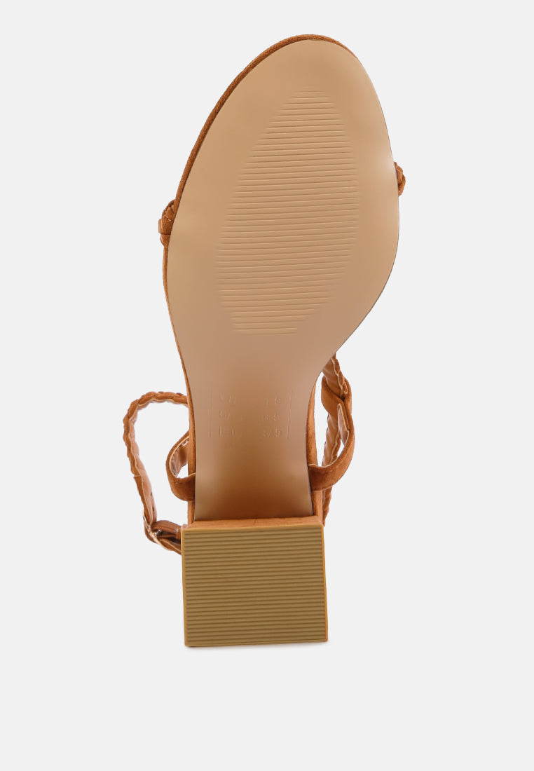 smoosh braided block heel sandals by London Rag