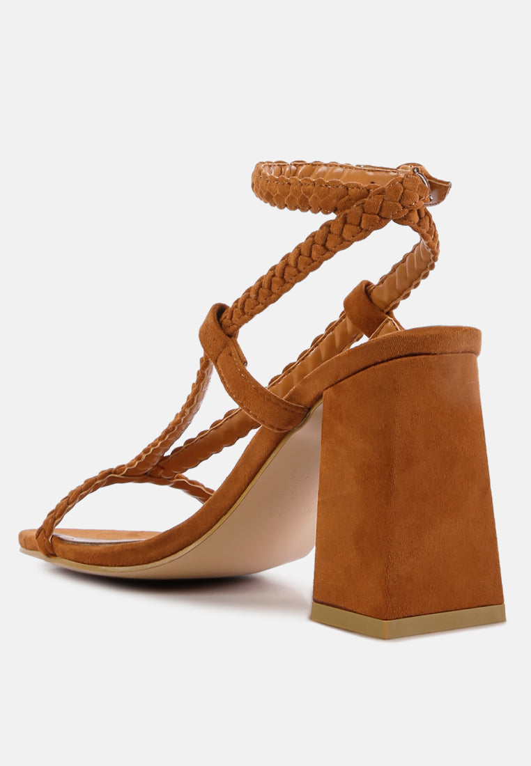 smoosh braided block heel sandals by London Rag