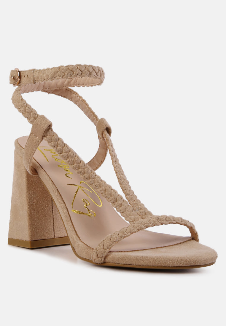 smoosh braided block heel sandals by London Rag