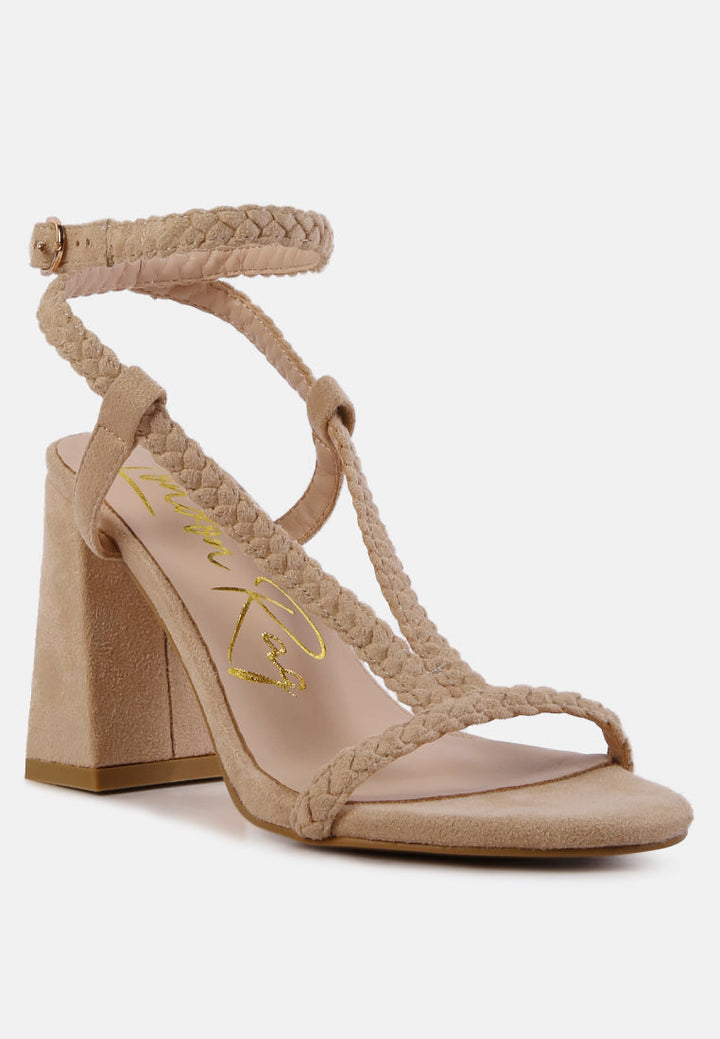 smoosh braided block heel sandals by London Rag