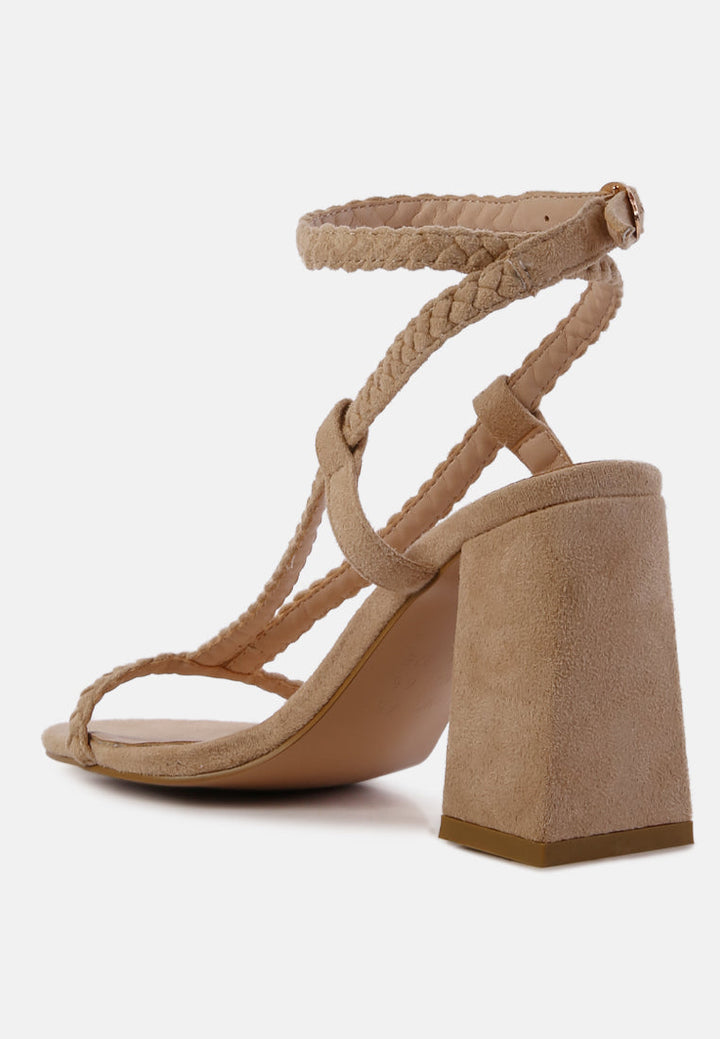 smoosh braided block heel sandals by London Rag