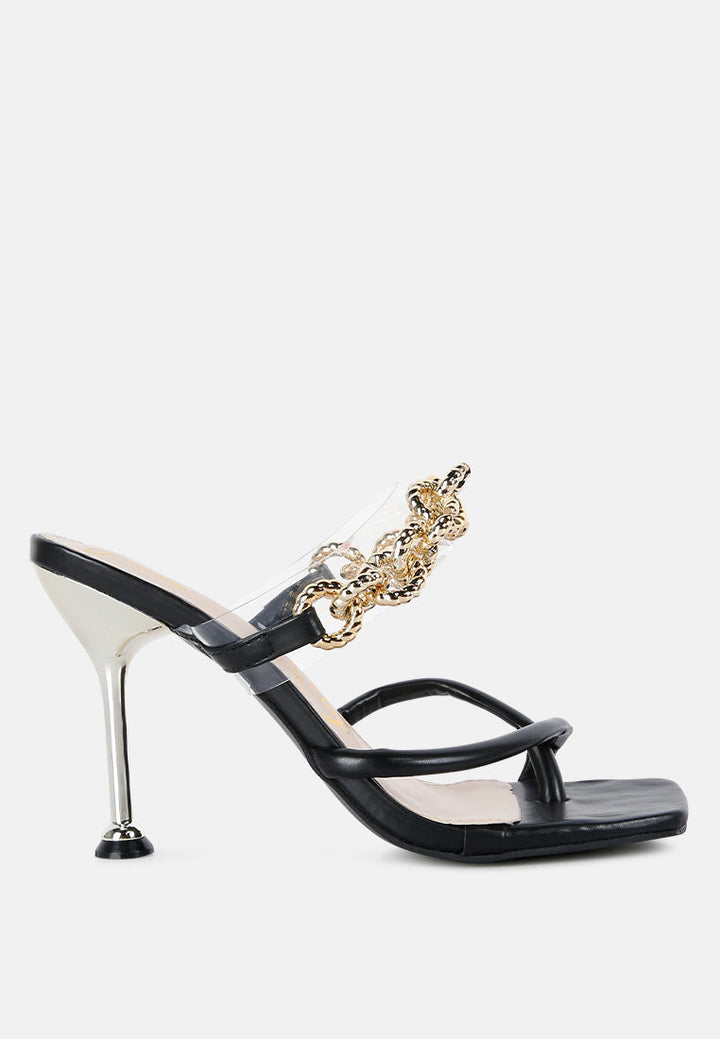 social bee link chain embellished heel sandals by London Rag
