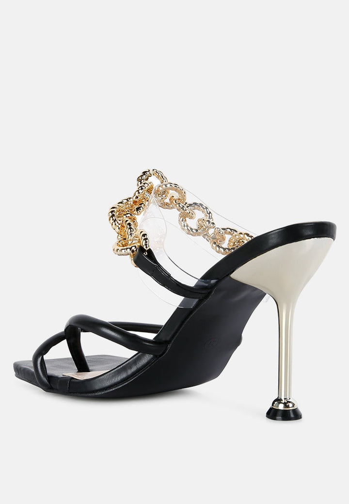 social bee link chain embellished heel sandals by London Rag