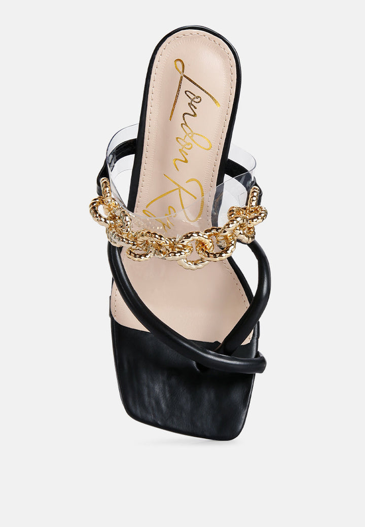 social bee link chain embellished heel sandals by London Rag