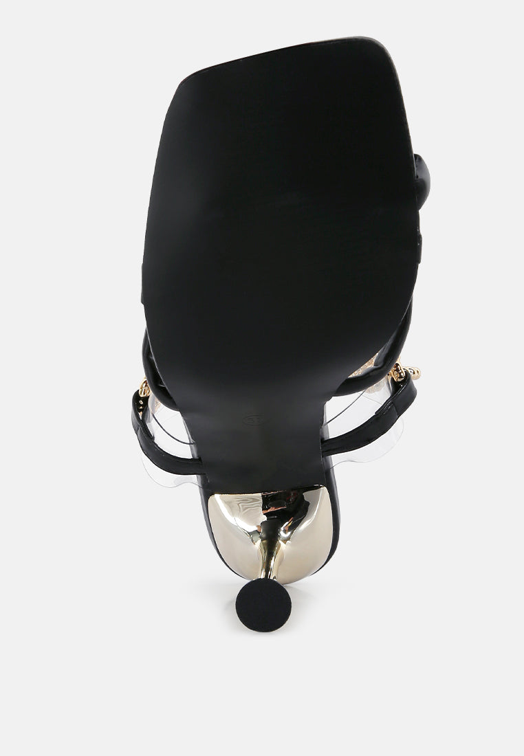 social bee link chain embellished heel sandals by London Rag