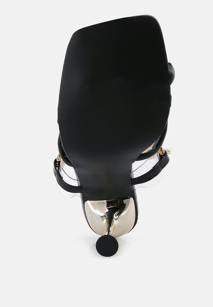 social bee link chain embellished heel sandals by London Rag