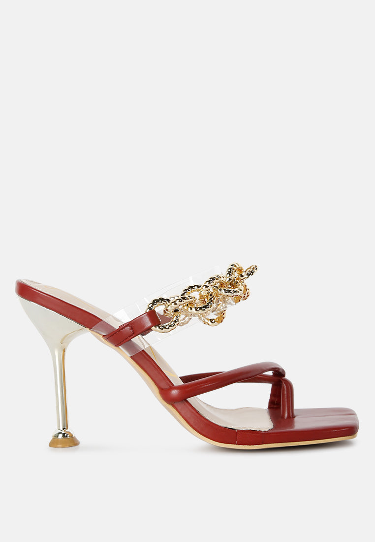social bee link chain embellished heel sandals by London Rag