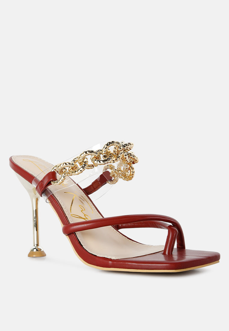 social bee link chain embellished heel sandals by London Rag