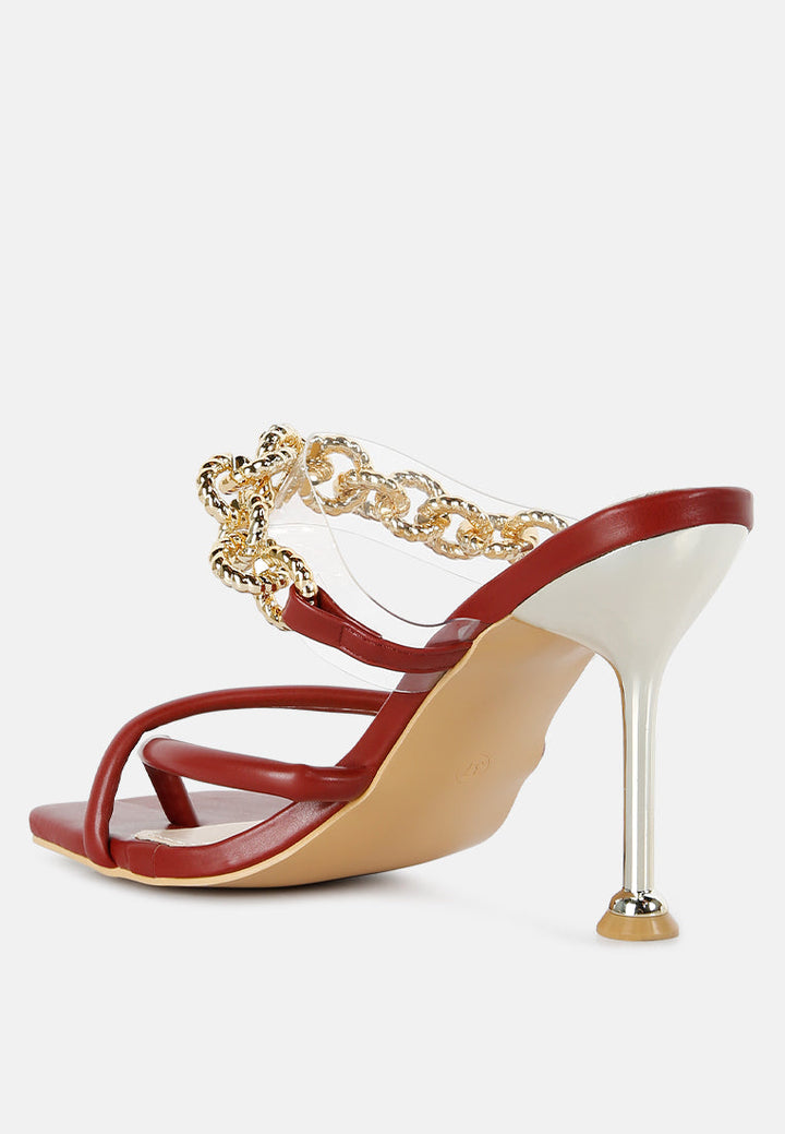 social bee link chain embellished heel sandals by London Rag