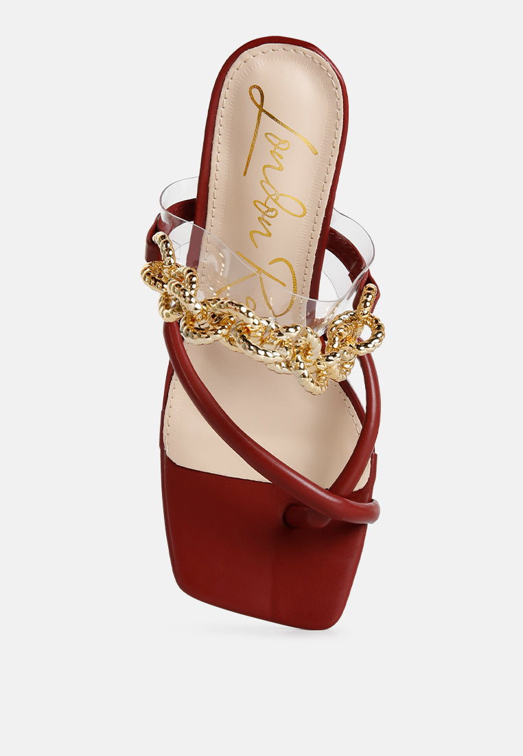 social bee link chain embellished heel sandals by London Rag