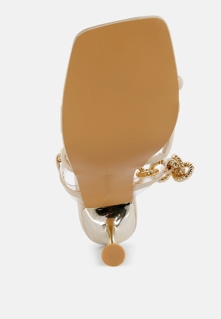 social bee link chain embellished heel sandals by London Rag