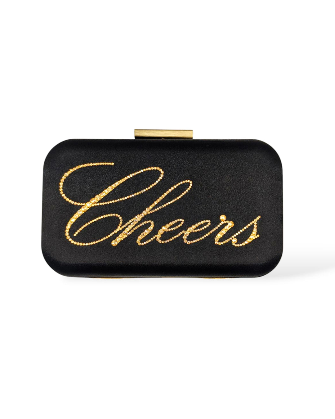 Stella Cheers Clutch in Black with Gold Crystals