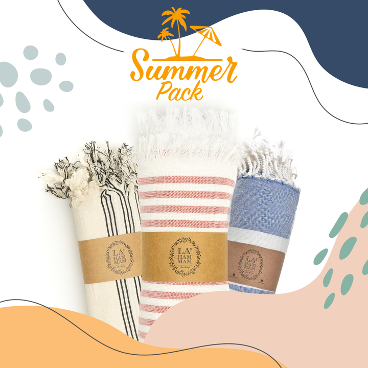 Surprise Summer Pack of 3 Beach Towels with Mexican Blanket by La'Hammam