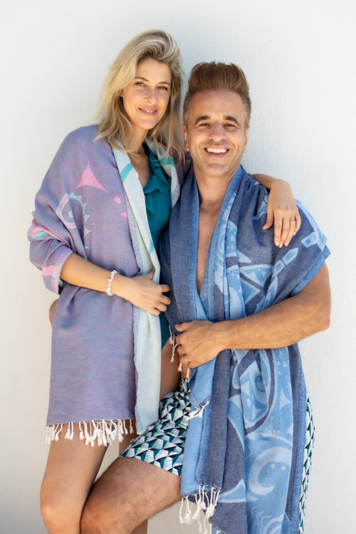 Manta Ray Bleue - Turkish Towel by Sun Drunk