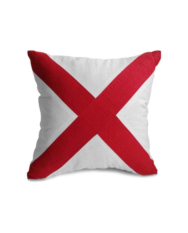 Cross Pillow Cover, Red White Pillow, Nautical, Yacht Decor, Linen Pillowcase by Amore Beauté