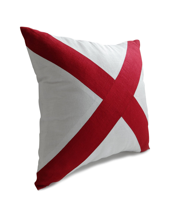 Cross Pillow Cover, Red White Pillow, Nautical, Yacht Decor, Linen Pillowcase by Amore Beauté