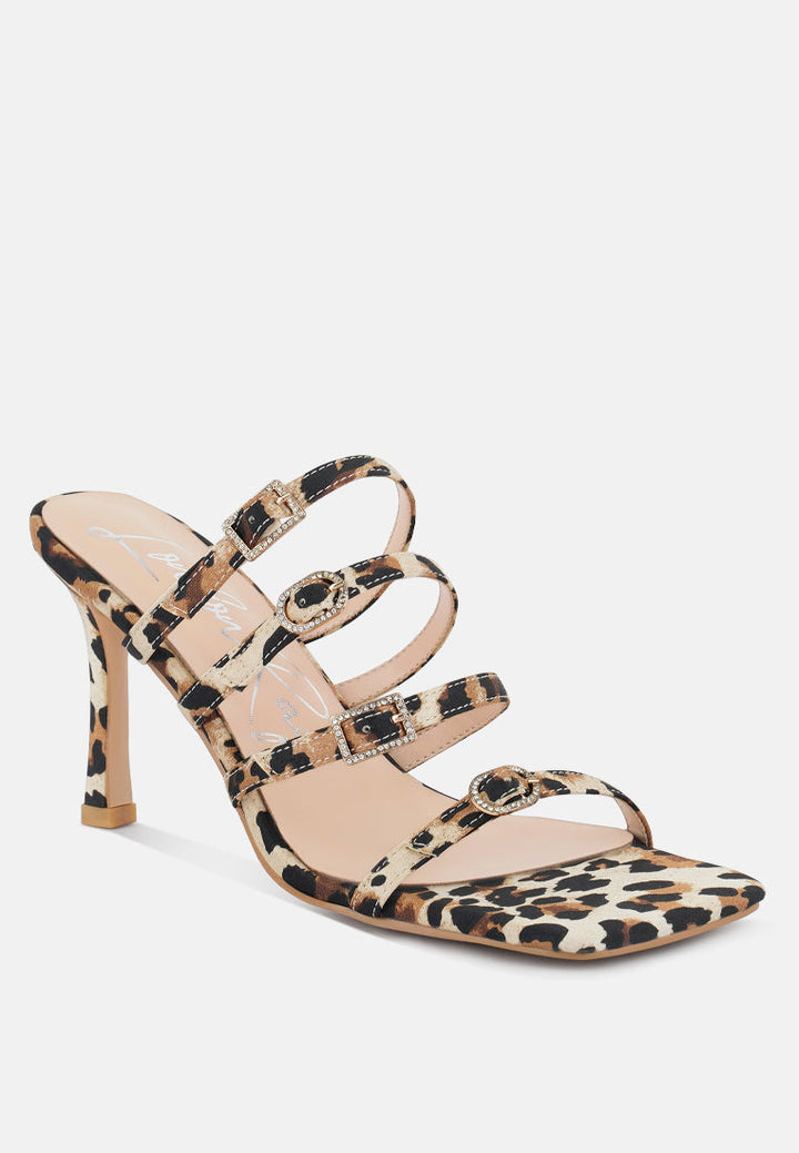 times up diamante buckle mid heel sandals by London Rag
