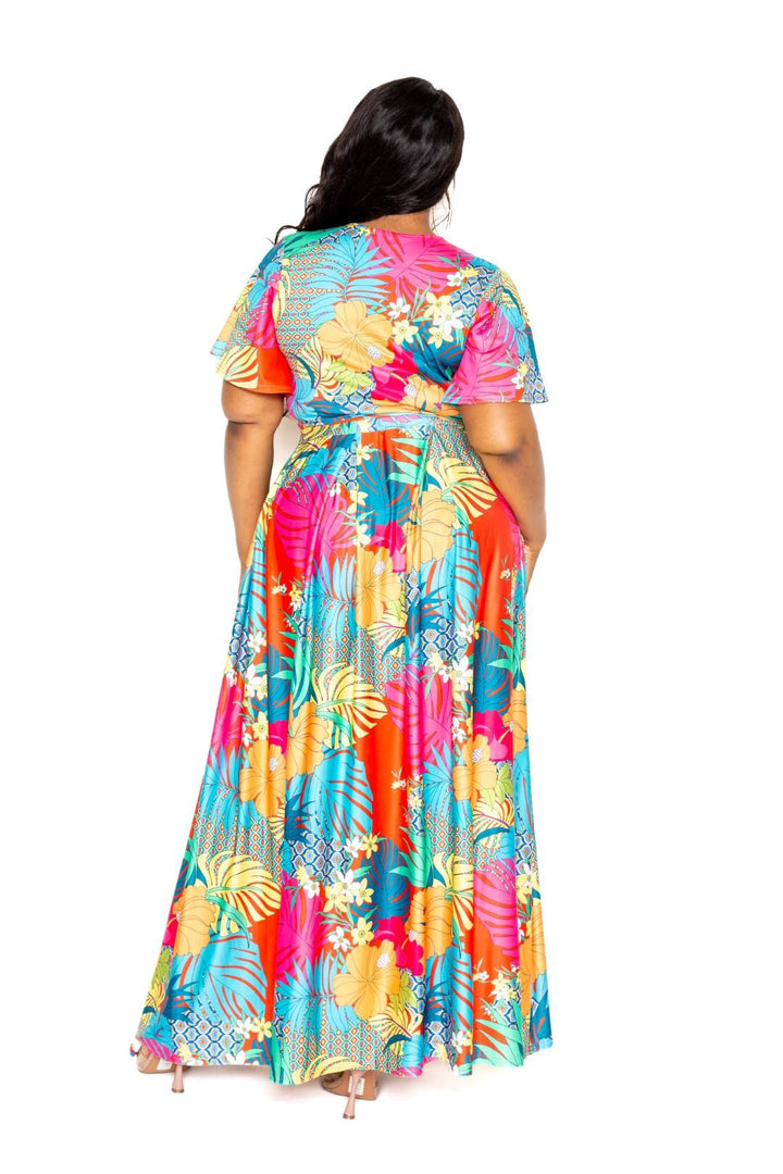 Tropical floral maxi skirt & top set by VYSN