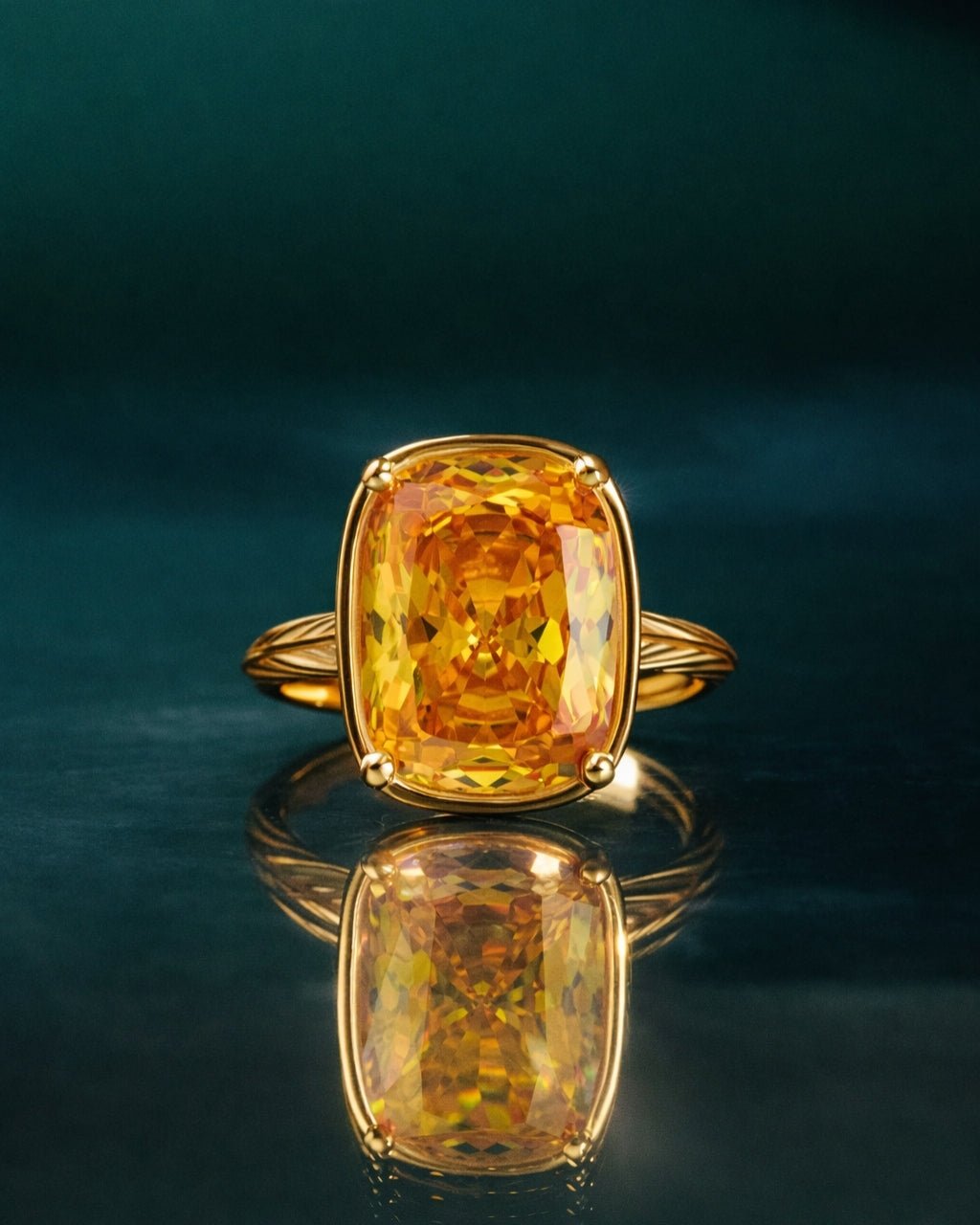 Canary Elongated Cushion CZ Cocktail Ring