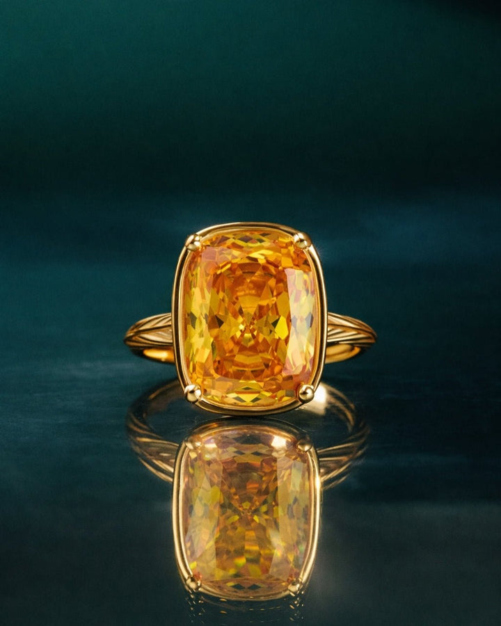 Canary Elongated Cushion CZ Cocktail Ring
