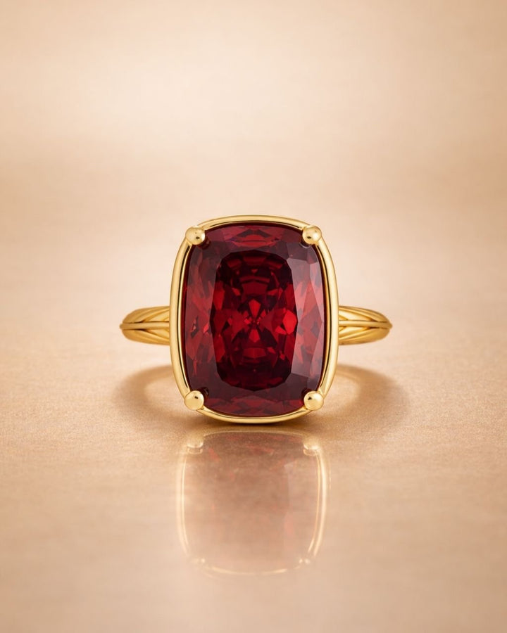 Garnet CZ  Elongated Cushion Cocktail Ring