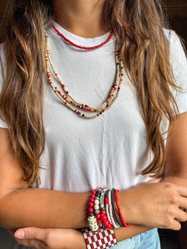 Trio Stack Bracelet Set | Red + Black