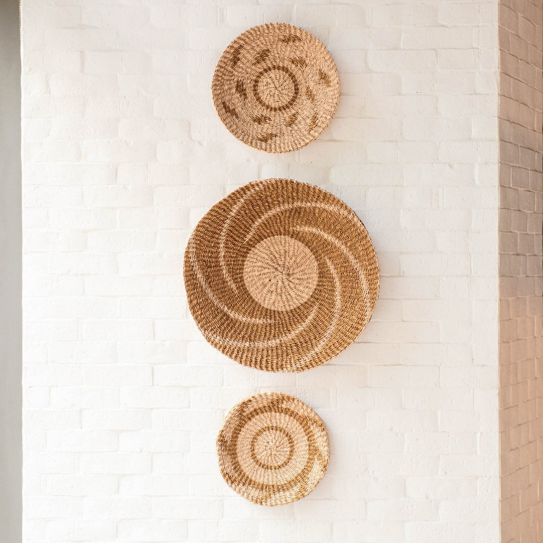 Natural + Brown Wall Baskets, Large - Round Wall Baskets | LIKHÂ by LIKHÂ