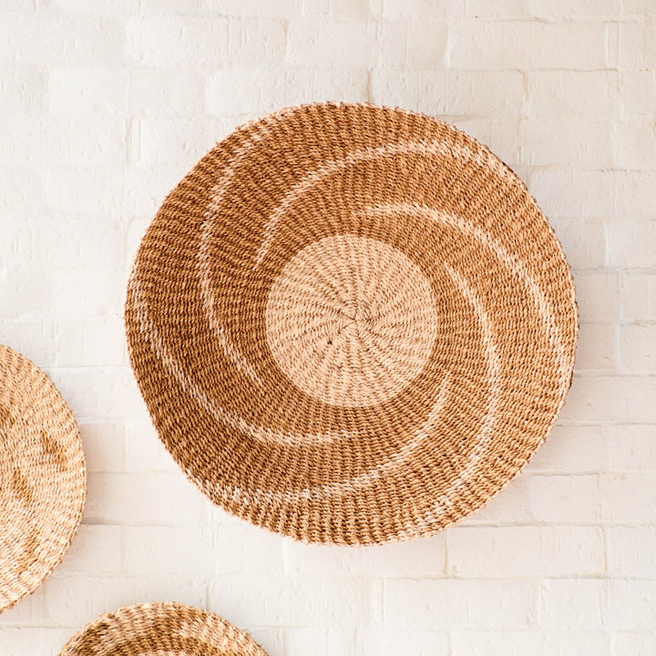 Natural + Brown Wall Baskets, Large - Round Wall Baskets | LIKHÂ by LIKHÂ